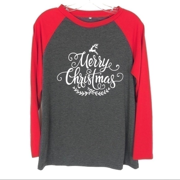 Merry Christmas red baseball tee - Picture 2 of 5